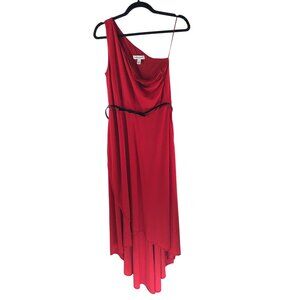 Kate Young For Target Dress One Shoulder Hi Low Hem Belted Red 8